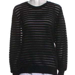 Sandro Black Crewneck Open Knit Sweater